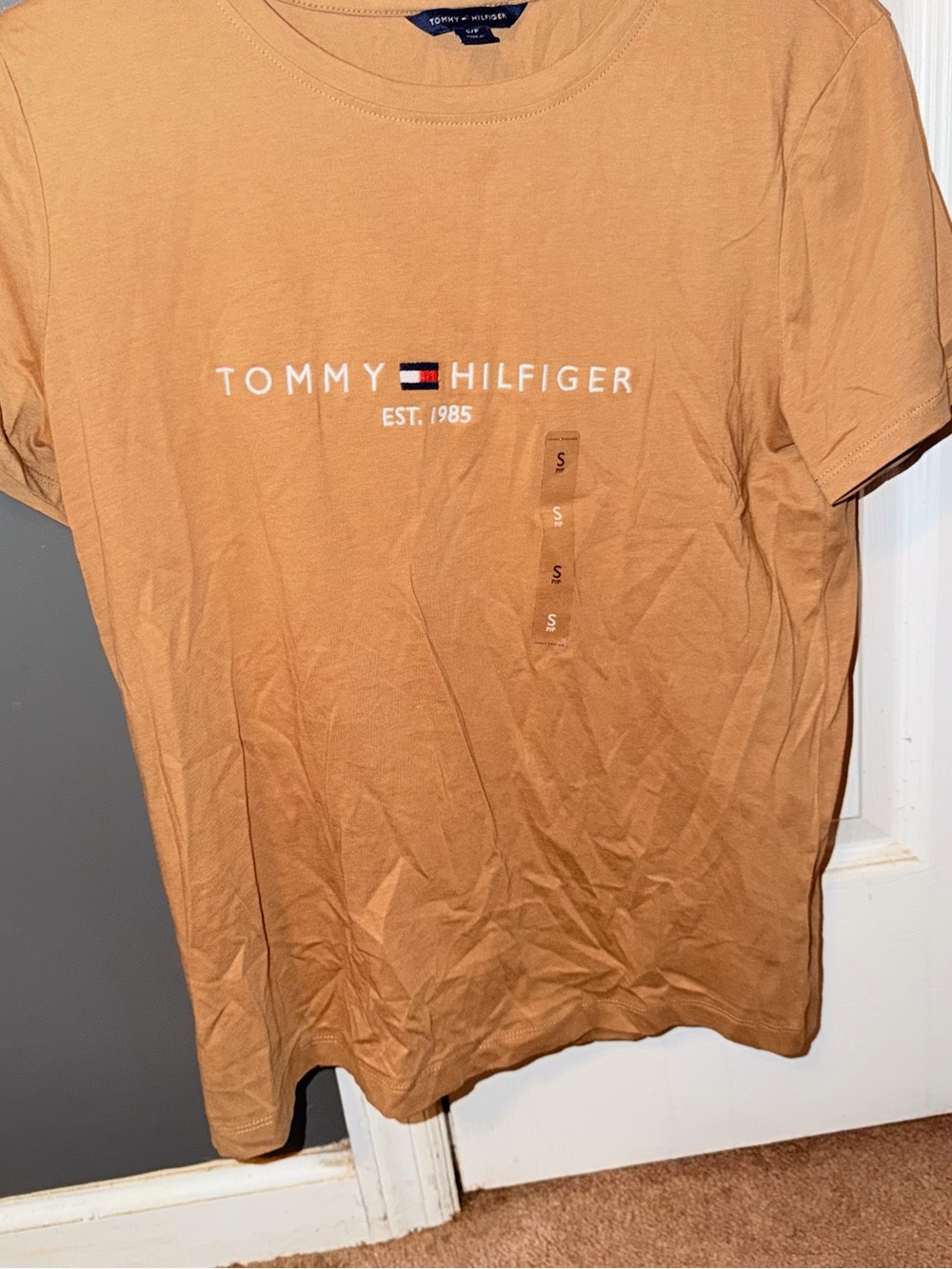 Tommy Hilfiger Women Tan Logo Crew Neck T‑Shirt